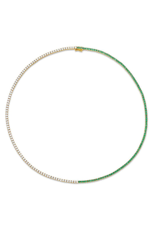 Emerald Diamond Hepburn Choker Necklace-YELLOW GOLD-JEWELRYFINE JEWELNECKLACE O-ANITA KO