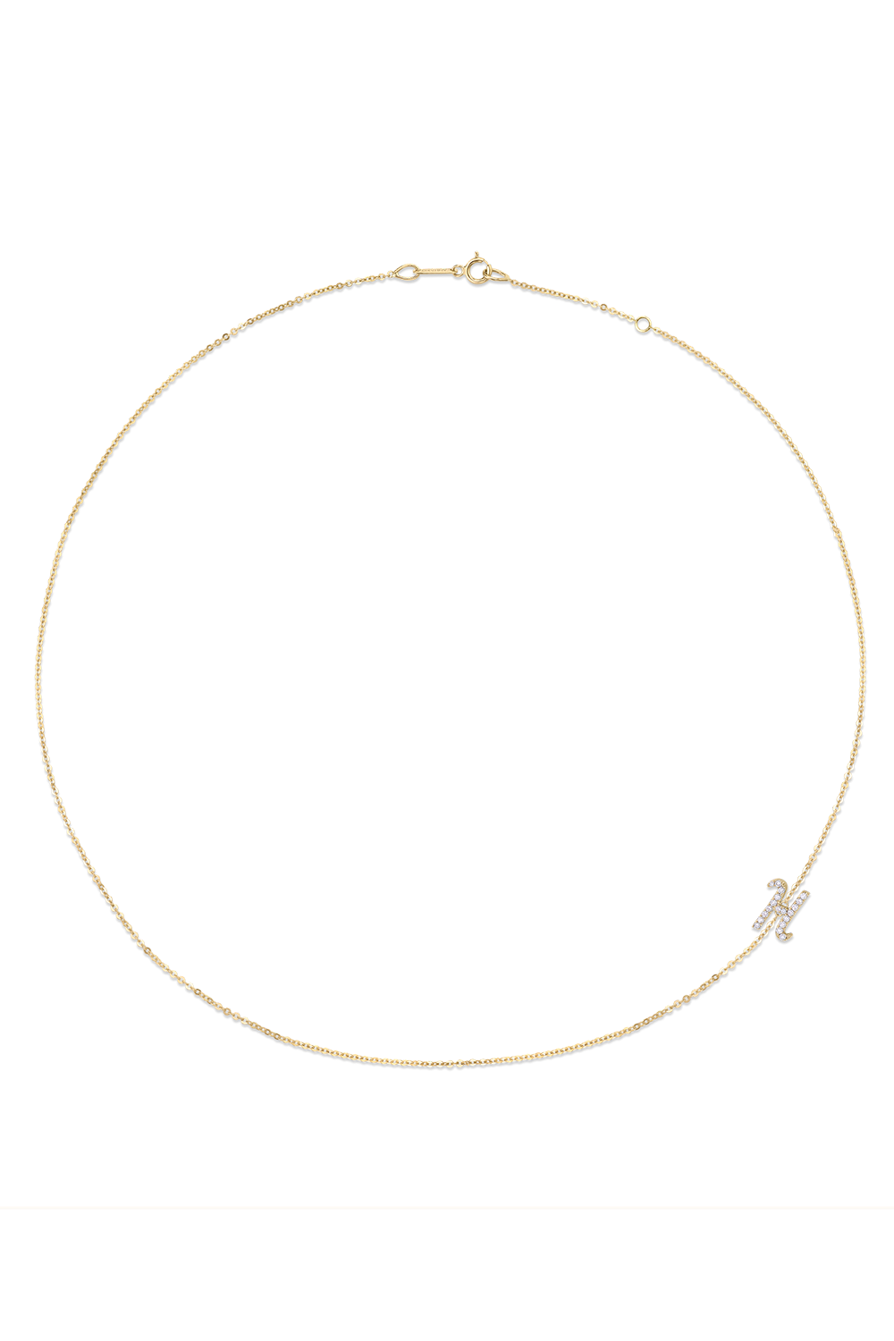 Diamond Double Sided Initial Necklace-YELLOW GOLD-A-JEWELRYFINE JEWELNECKLACE O-ANITA KO