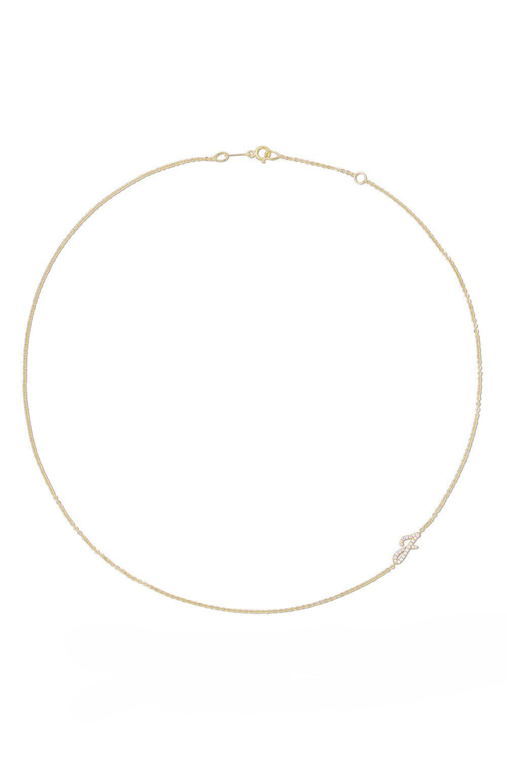 Diamond Double Sided Initial Necklace-YELLOW GOLD-A-JEWELRYFINE JEWELNECKLACE O-ANITA KO