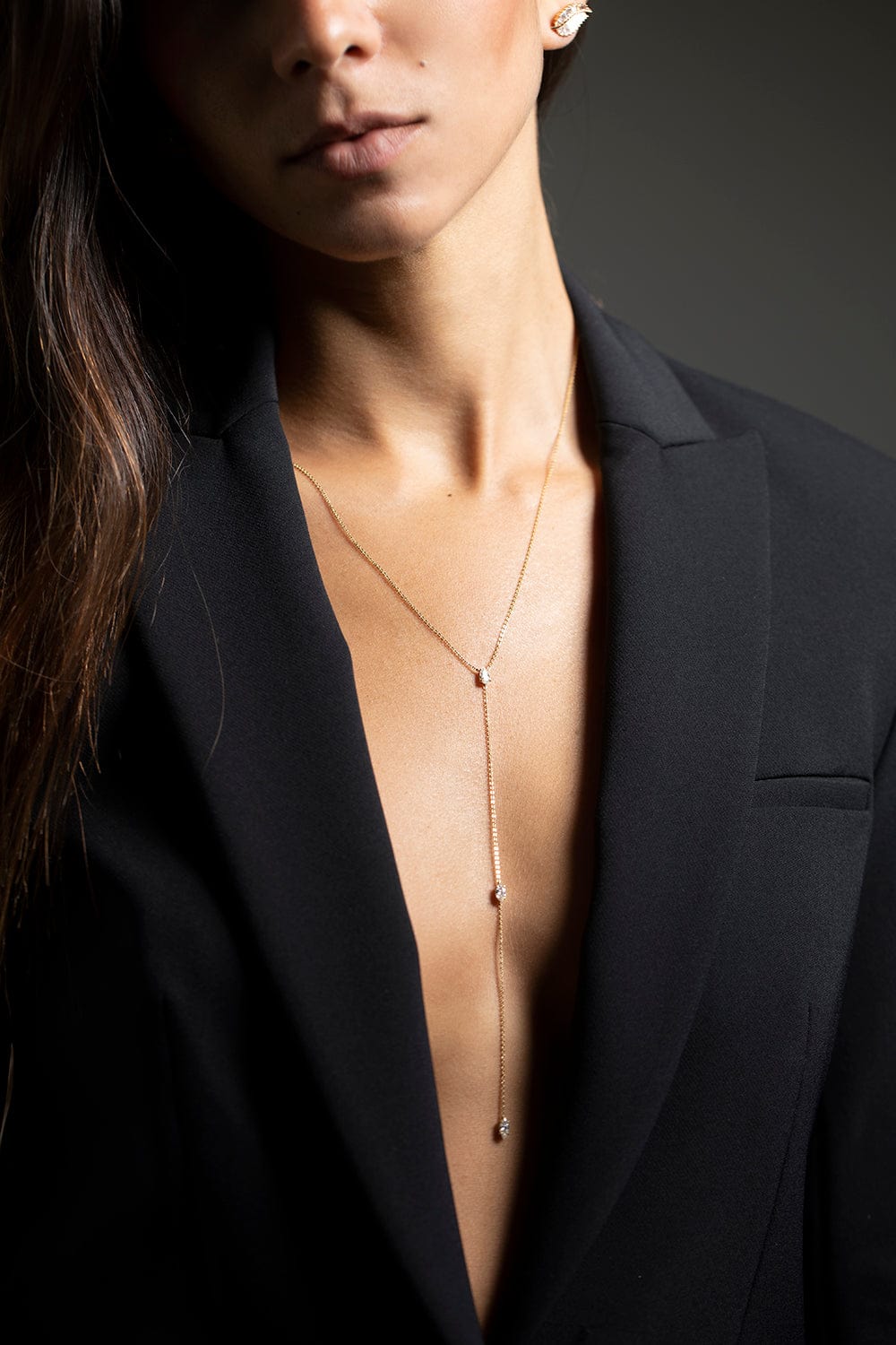ANITA KO-Pear and Double Marquis Diamond Lariat-YELLOW GOLD