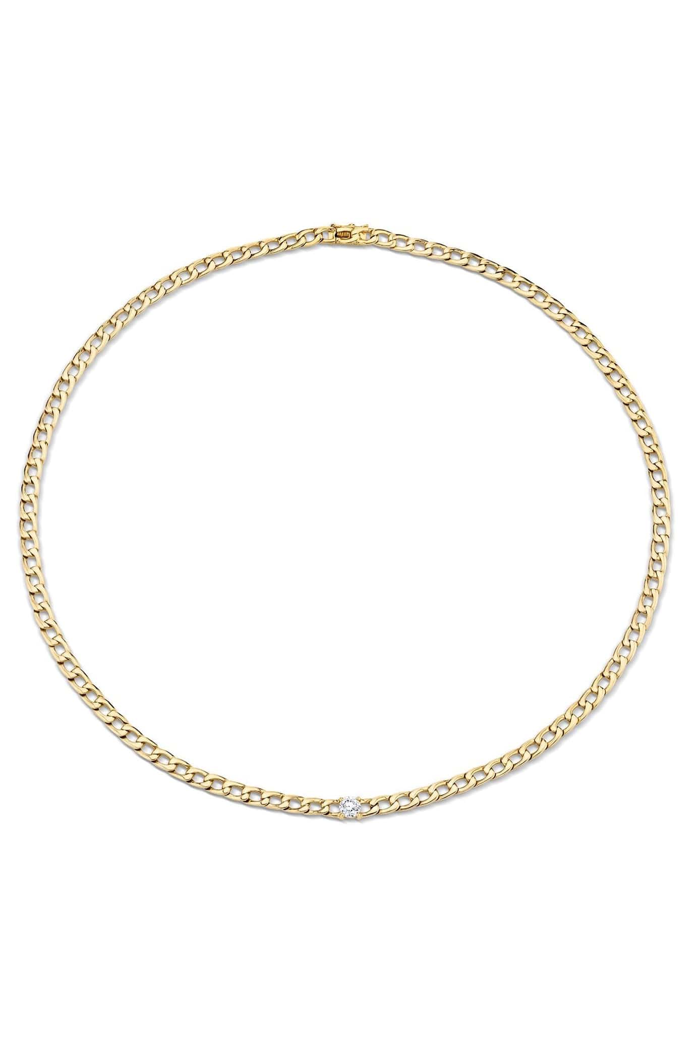 ANITA KO-Round Diamond Chain Link Choker-YELLOW GOLD