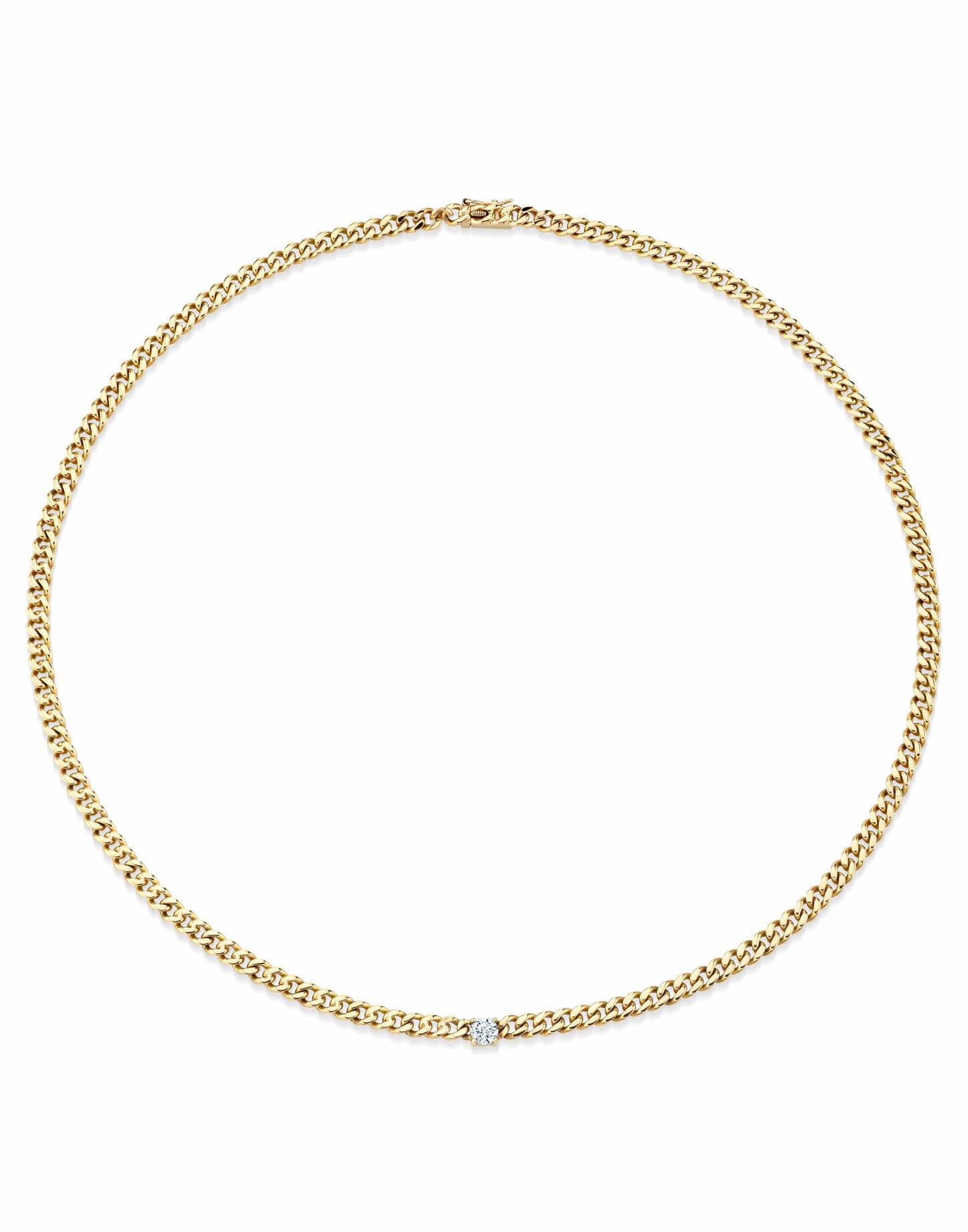 ANITA KO-Round Diamond Curb Link Chain Necklace-YELLOW GOLD