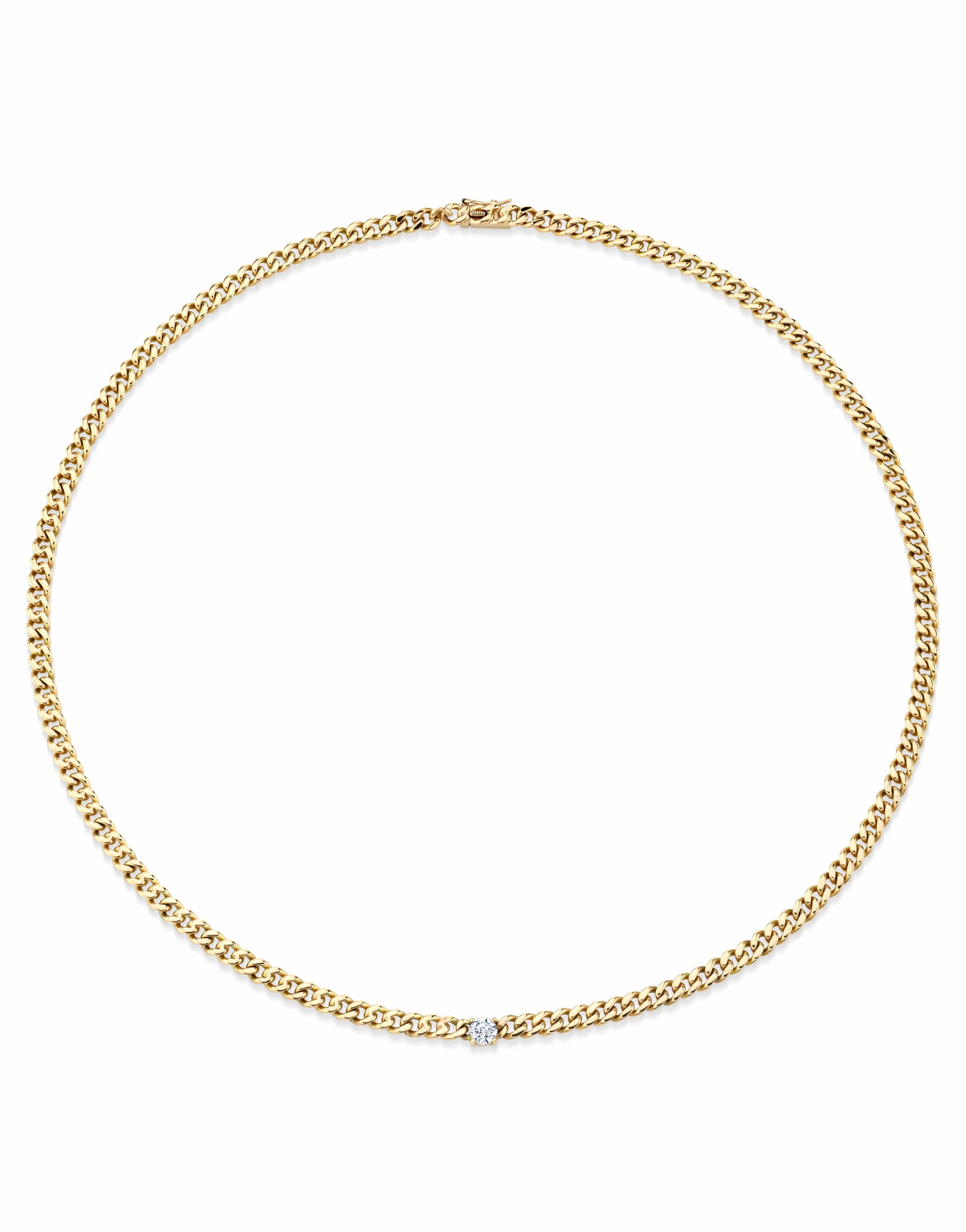 ANITA KO-Round Diamond Curb Link Chain Necklace-YELLOW GOLD