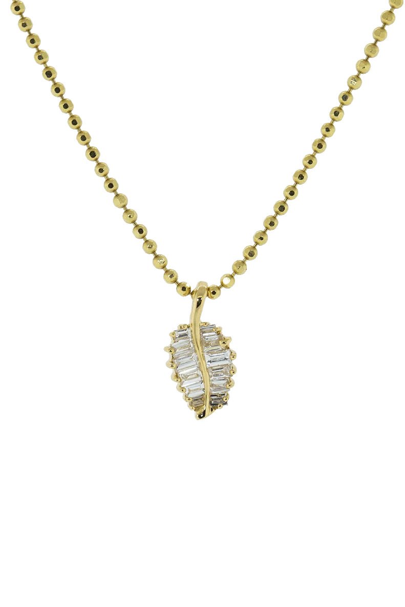 ANITA KO-Small Palm Leaf Diamond Necklace-YELLOW GOLD