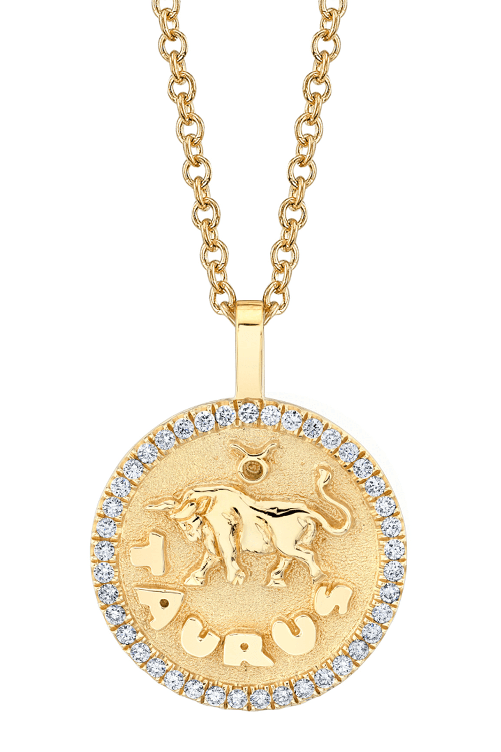 ANITA KO-Taurus Zodiac Coin Pendant Necklace-YELLOW GOLD