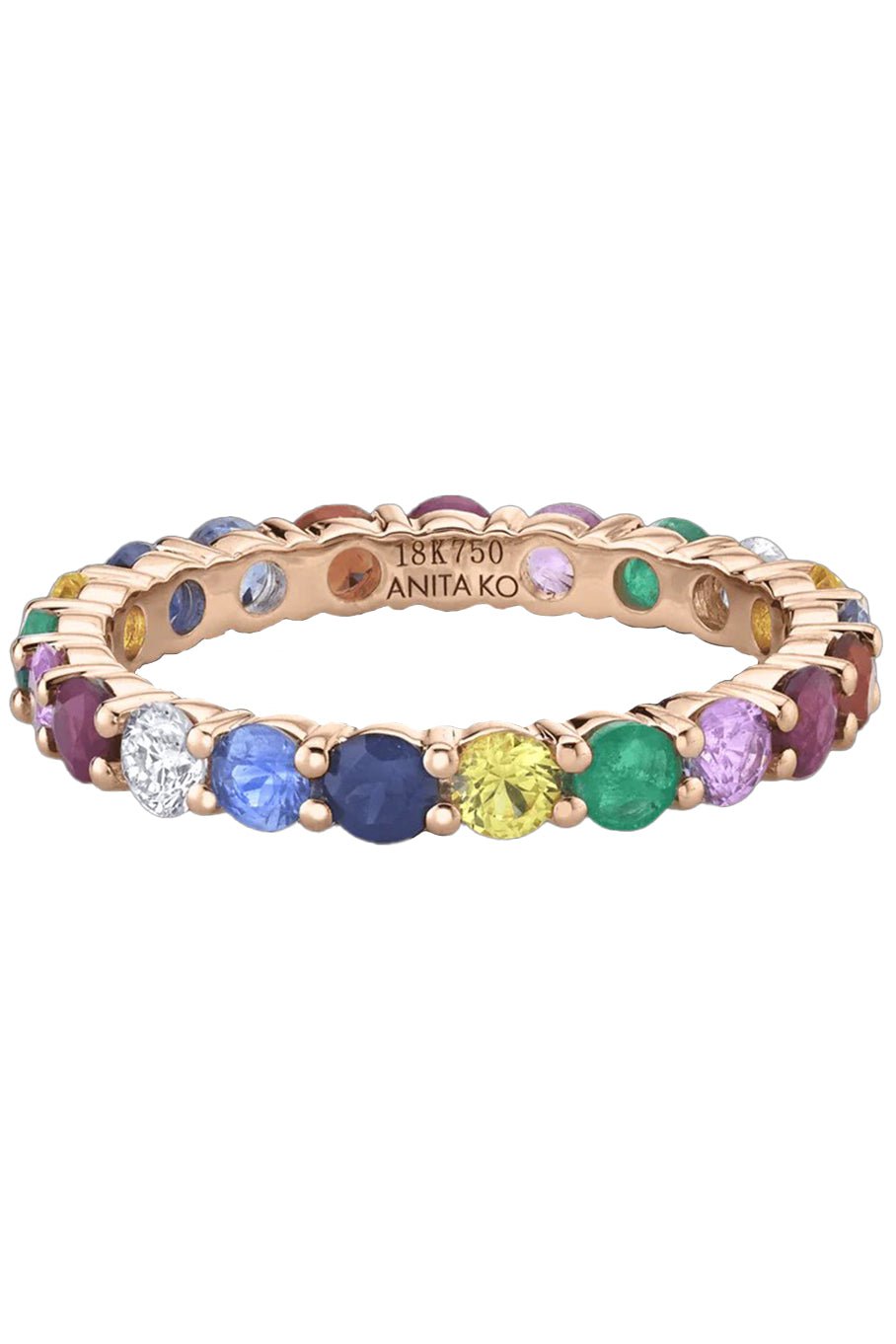 ANITA KO-Multi-Colored Fine Gemstone And Diamond Eternity Band - Rose Gold-ROSE GOLD
