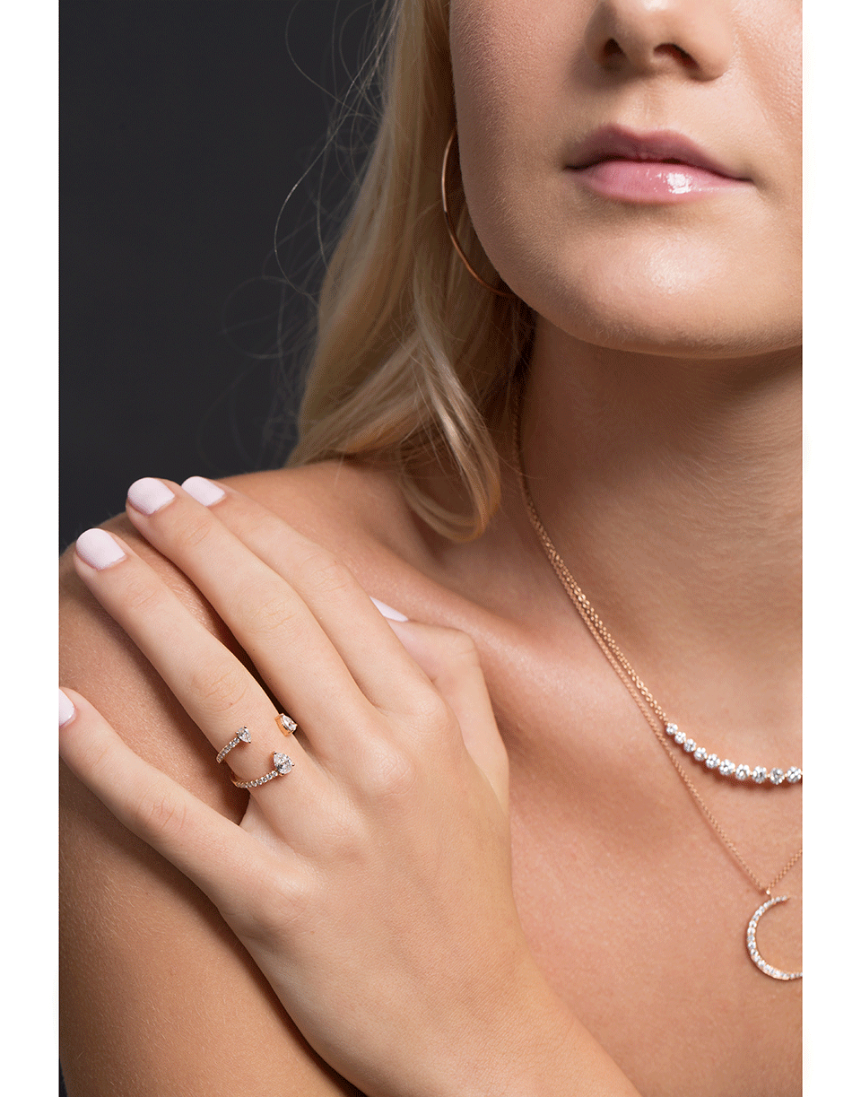 ANITA KO-Pear Diamond Saturn Ring-ROSE GOLD