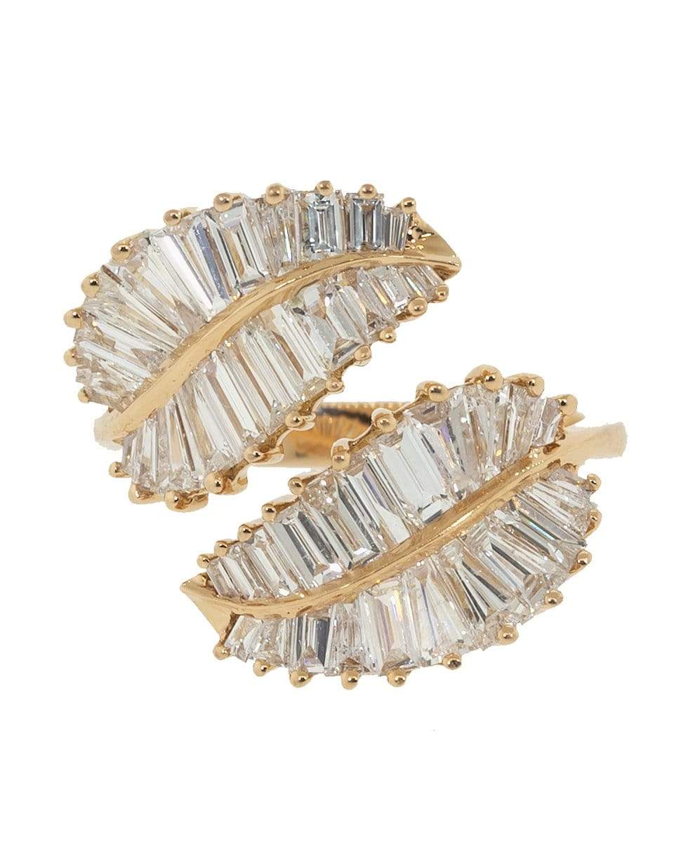 ANITA KO-Palm Leaf Ring with Baguette Diamonds-ROSE GOLD