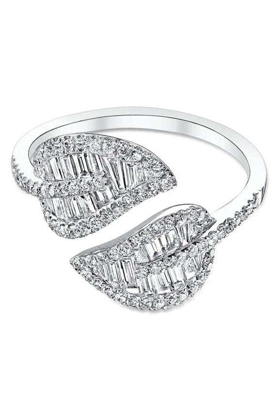 ANITA KO-White Gold Small Leaf Diamond Ring-