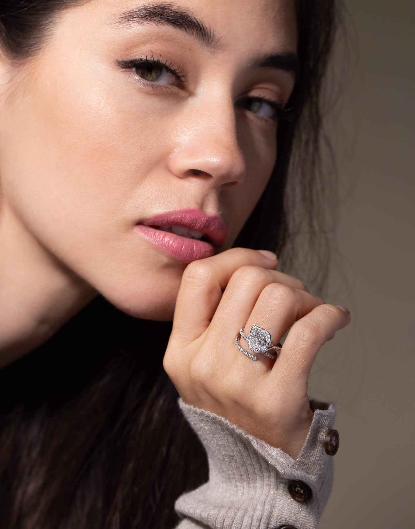 ANITA KO-Calla Lily Diamond Coil Ring-WHITE GOLD