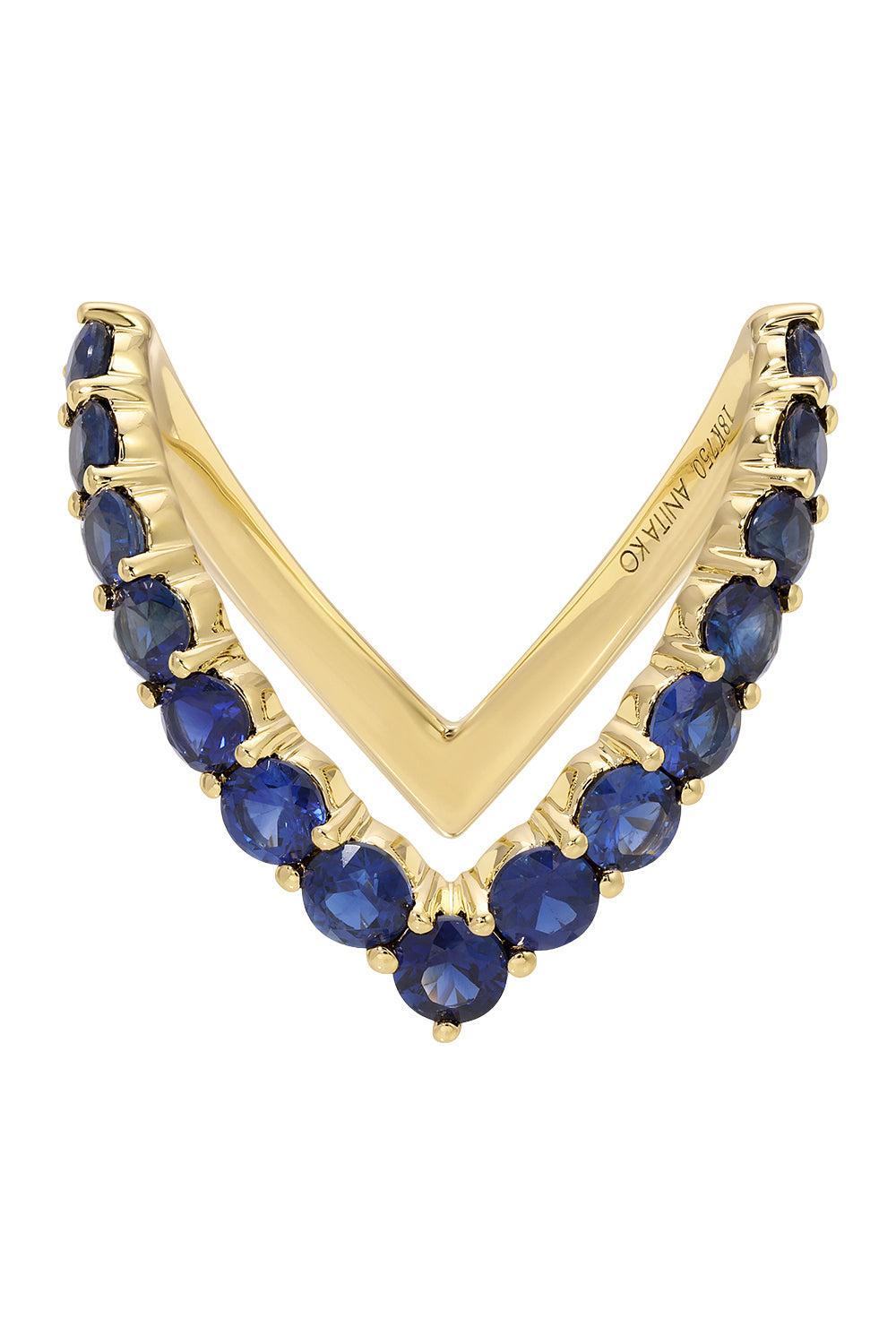 Blue Sapphire V Ring-YELLOW GOLD-6.5-JEWELRYFINE JEWELRING-ANITA KO