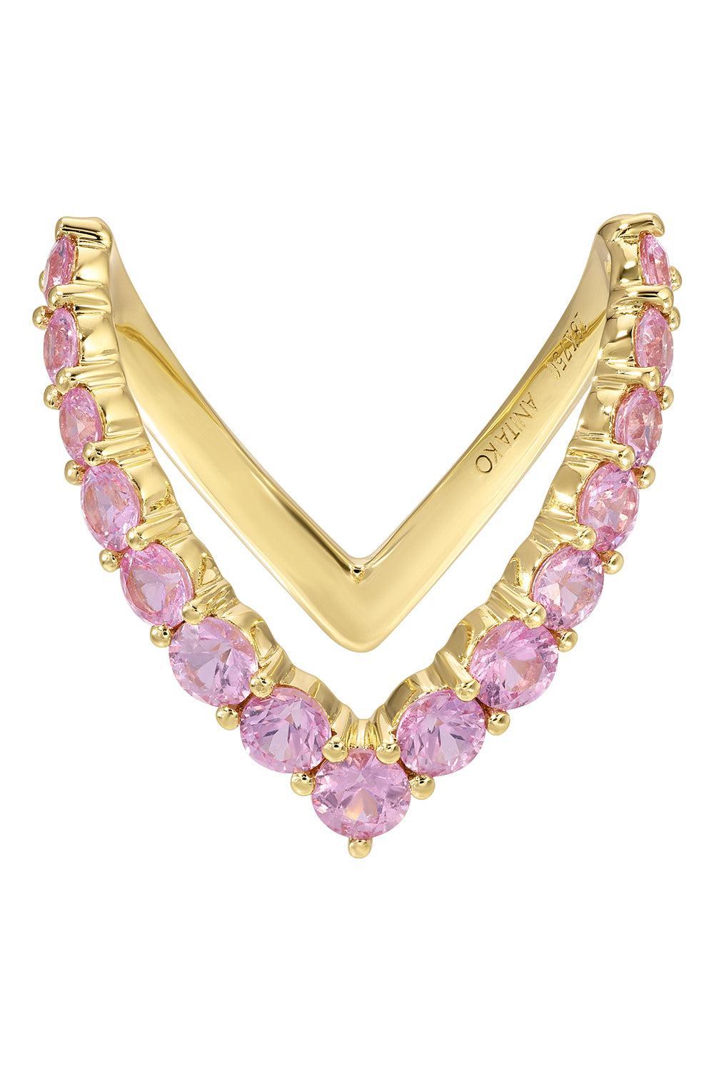 Pink Sapphire V Ring-YELLOW GOLD-6.5-JEWELRYFINE JEWELRING-ANITA KO