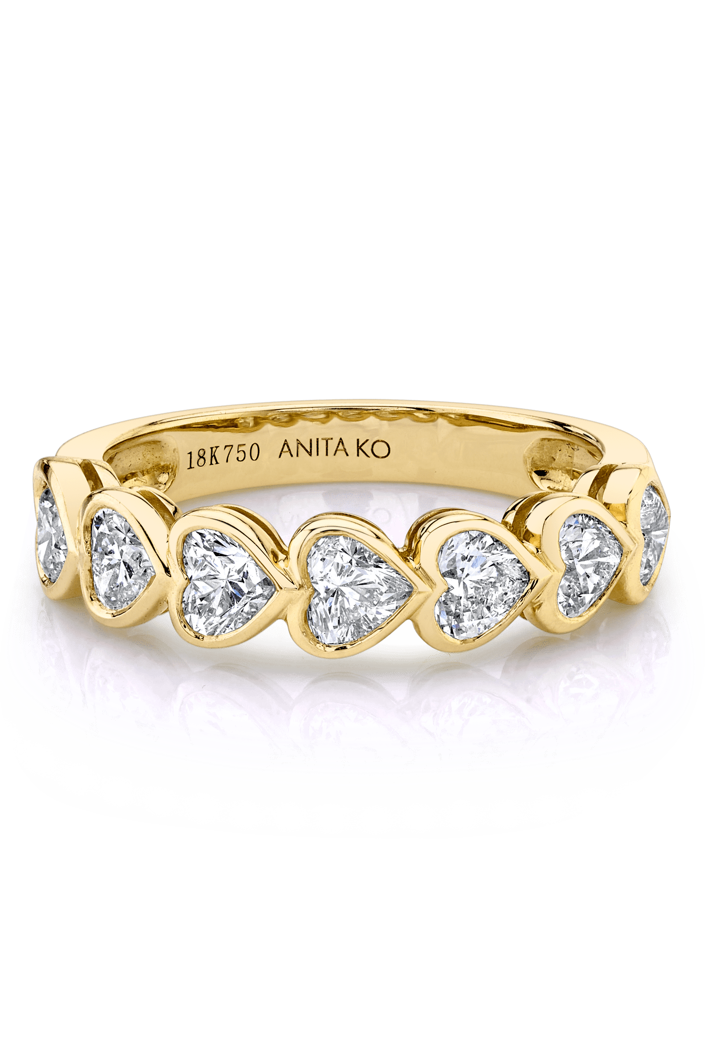ANITA KO-Bezeled Heart Diamond Demi Eternity Band-YELLOW GOLD