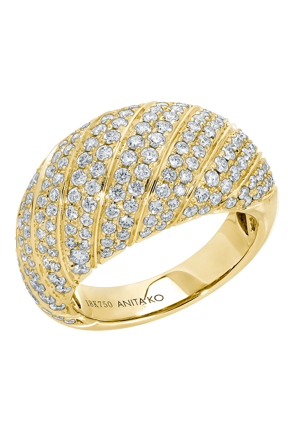 Diamond Domed Ring-YELLOW GOLD-7-JEWELRYFINE JEWELRING-ANITA KO