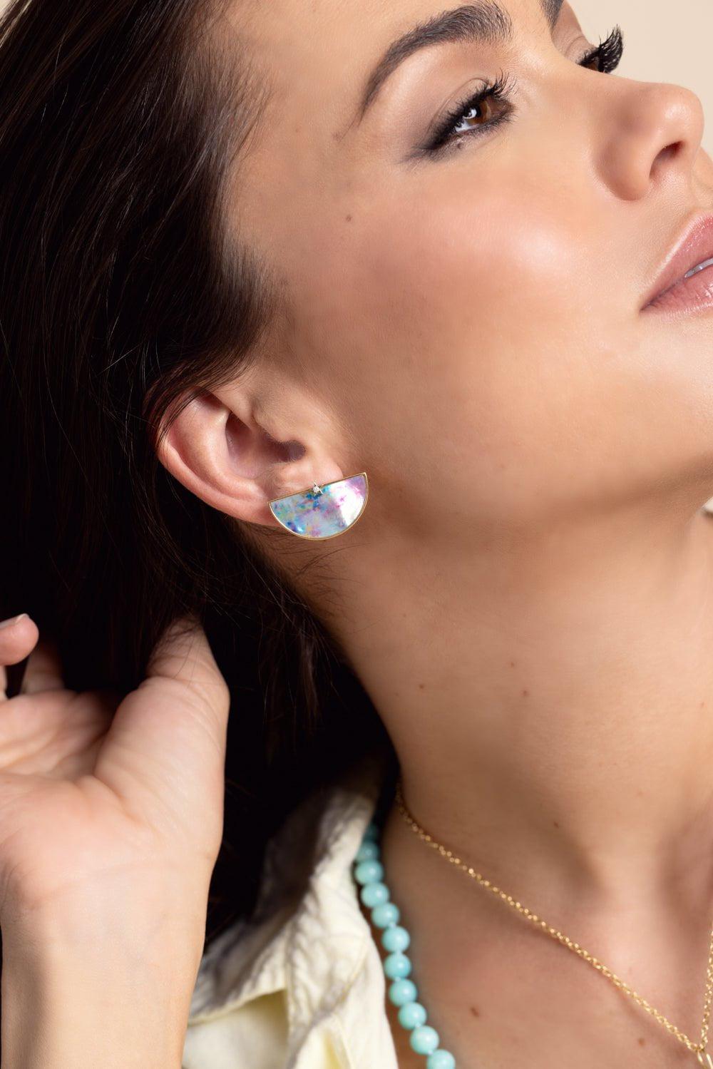 ANNA MACCIERI ROSSI-Australian Art Half An Hour Earrings-YELLOW GOLD