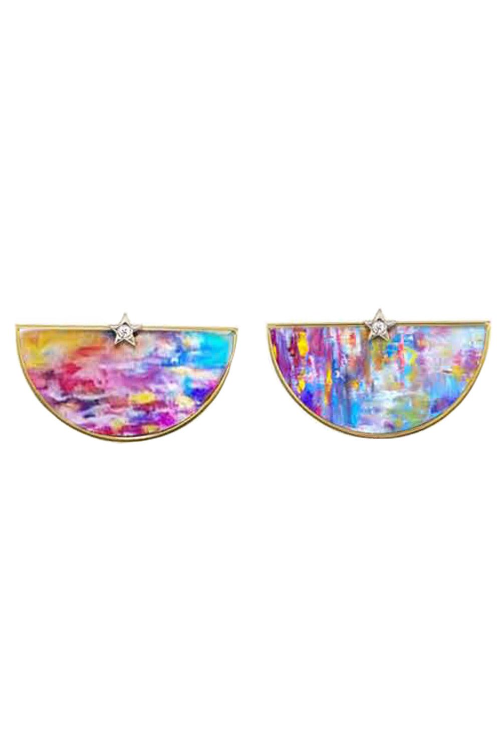 ANNA MACCIERI ROSSI-Australian Art Half An Hour Earrings-YELLOW GOLD