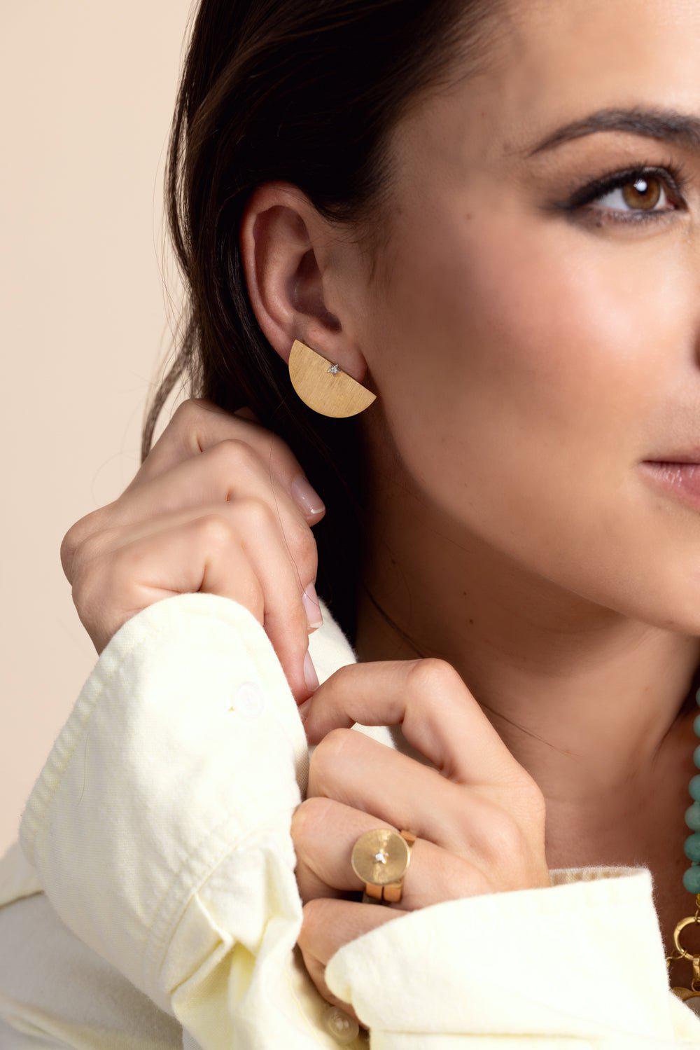 ANNA MACCIERI ROSSI-Ora Half An Hour Earrings-YELLOW GOLD