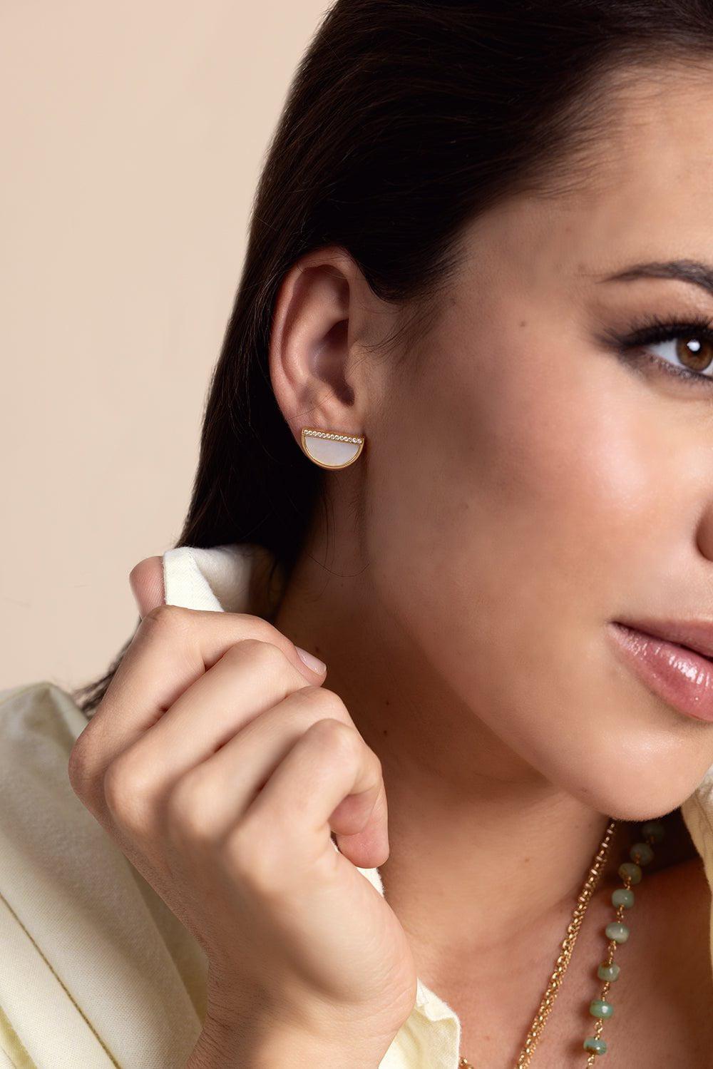 ANNA MACCIERI ROSSI-Ora Half An Hour Pearl Earrings-YELLOW GOLD