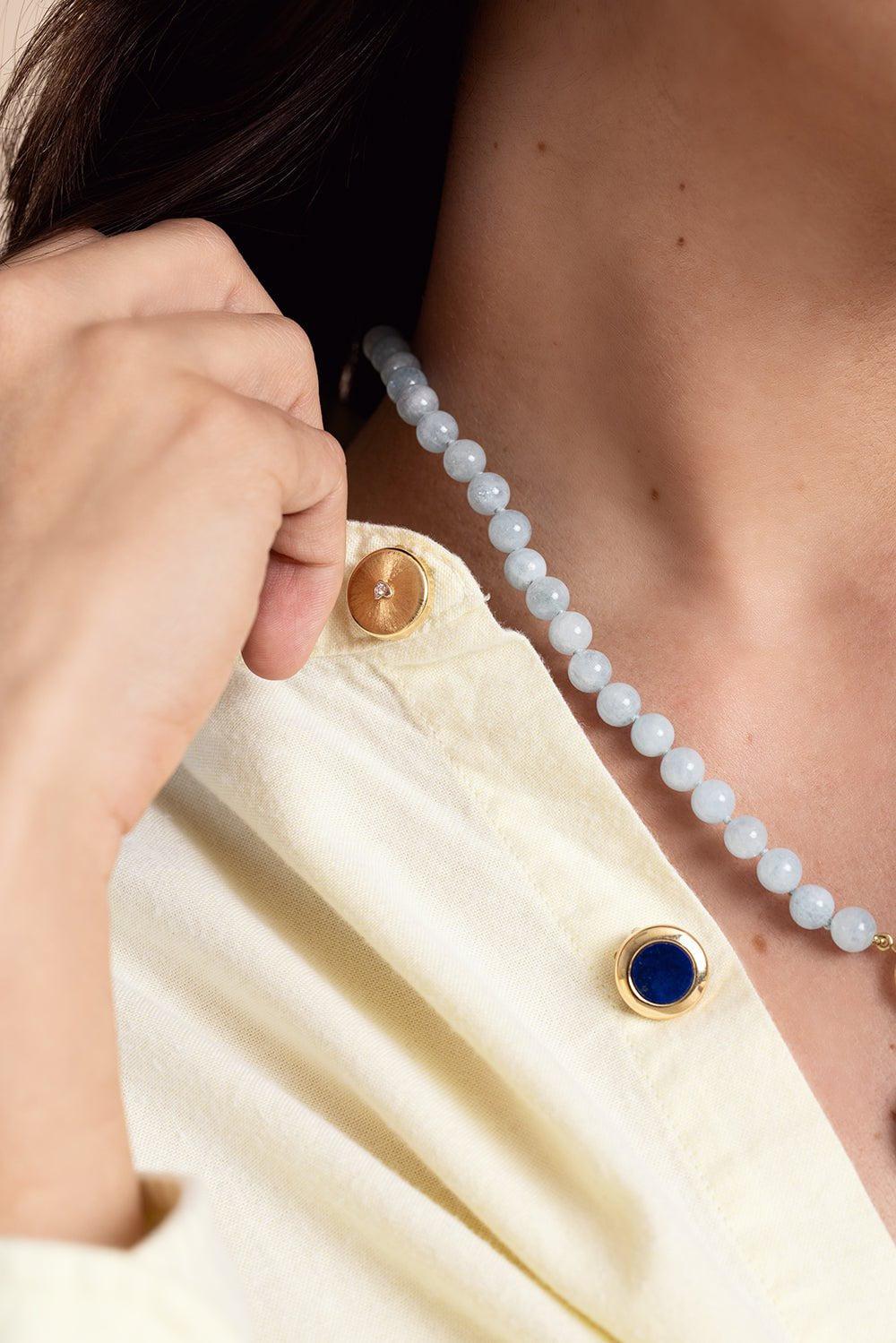 ANNA MACCIERI ROSSI-Heart Diamond Button Cover-YELLOW GOLD