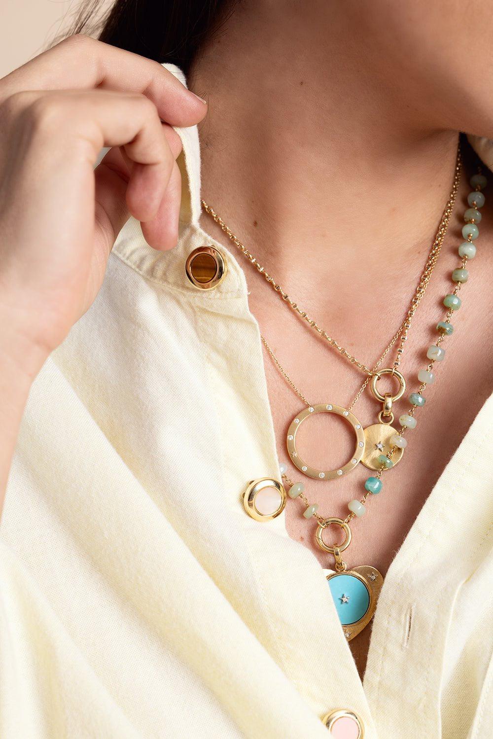 ANNA MACCIERI ROSSI-Tigers Eye Button Cover-YELLOW GOLD