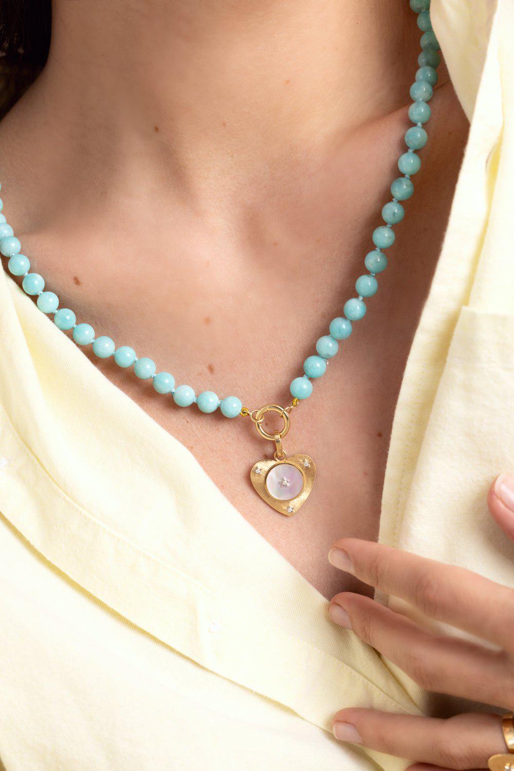 ANNA MACCIERI ROSSI-Amazonite Bead Necklace-YELLOW GOLD