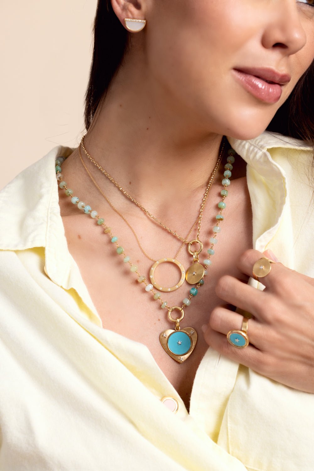 ANNA MACCIERI ROSSI-Andean Opal Bead Necklace-YELLOW GOLD