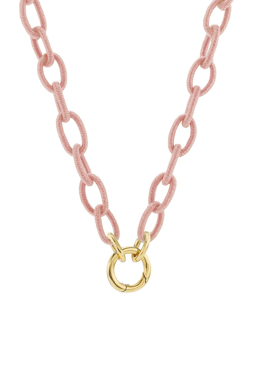 ANNA MACCIERI ROSSI-Pale Pink Thread Link Necklace-YELLOW GOLD