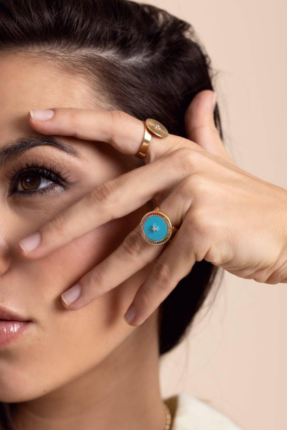 ANNA MACCIERI ROSSI-Ora Star Disk Ring-YELLOW GOLD