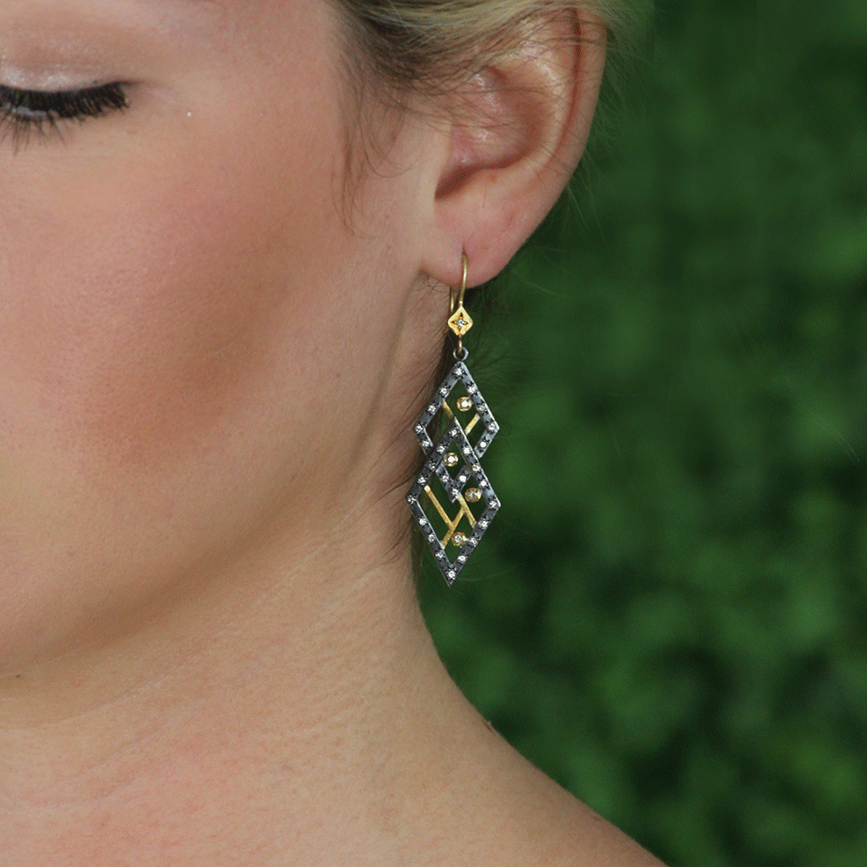 ANNIE FENSTERSTOCK-Double Diamond Earrings-YLW GOLD