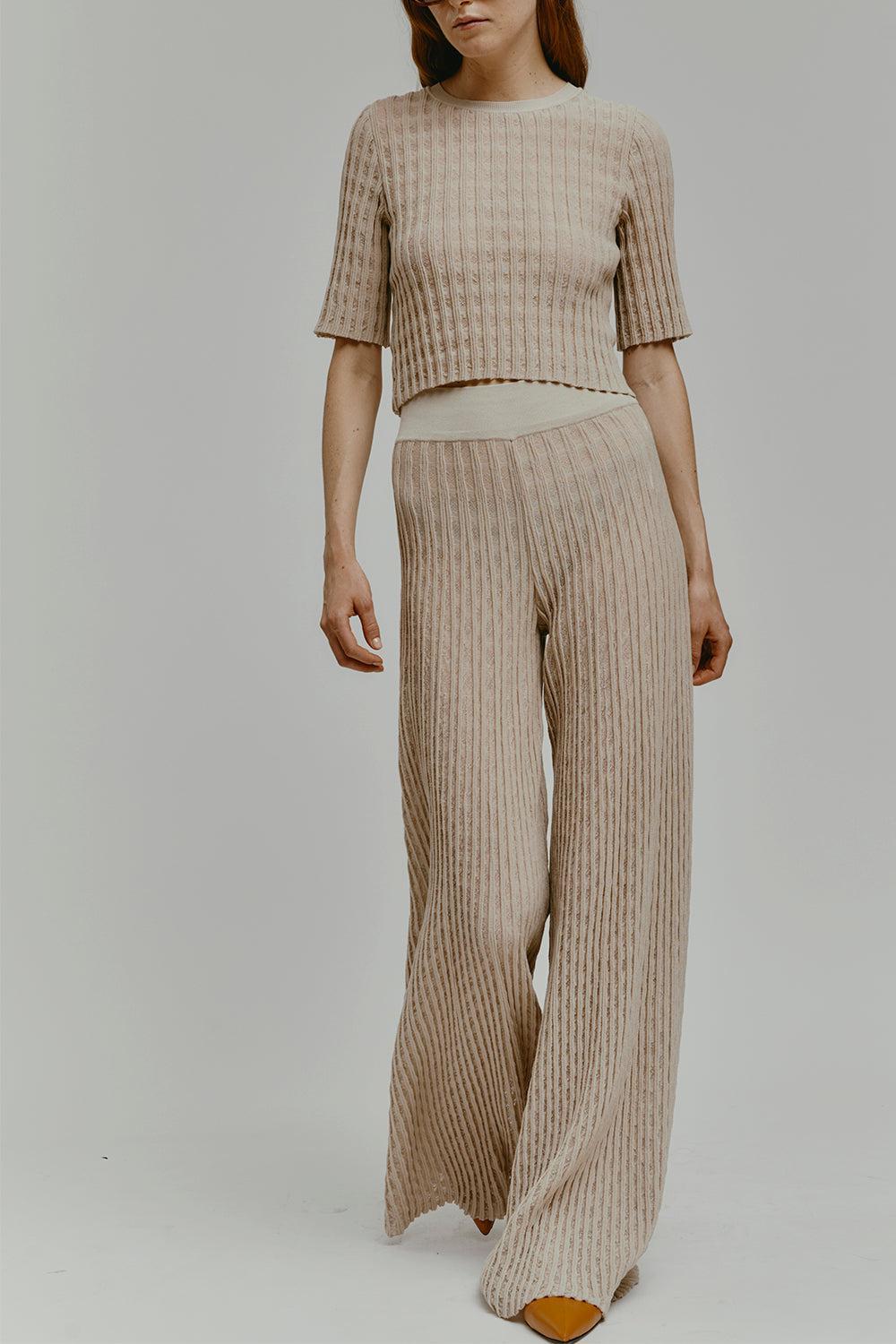 SAINT JOHN PANT-SAND-38-CLOTHINGPANTWIDE LEG-ANTONINO VALENTI