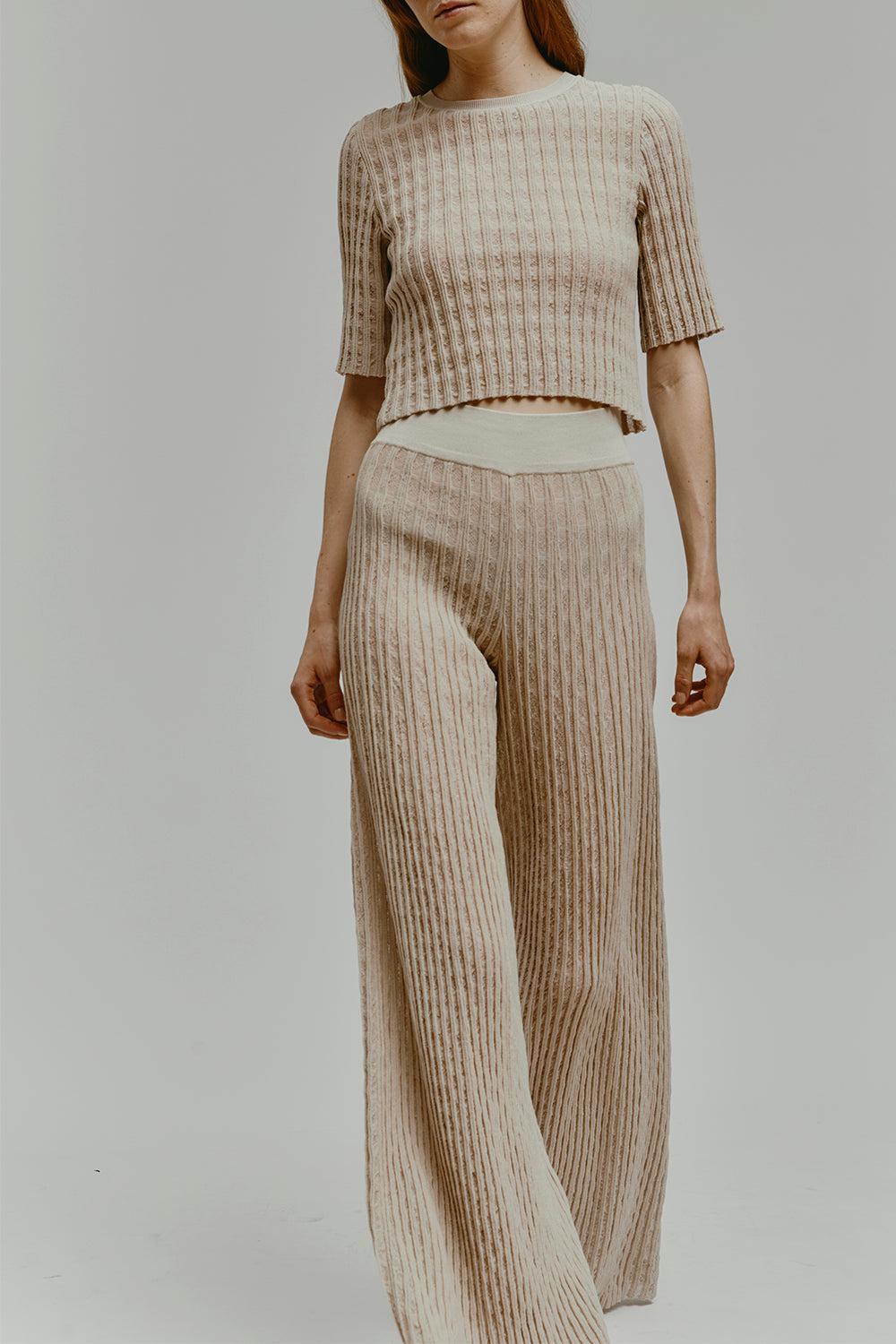 SAINT JOHN PANT-SAND-38-CLOTHINGPANTWIDE LEG-ANTONINO VALENTI