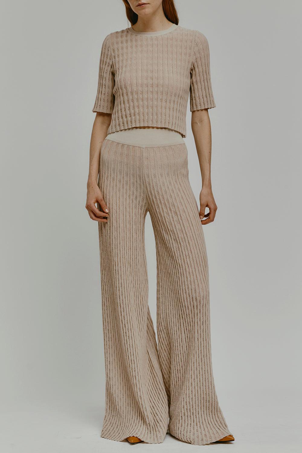SAINT JOHN PANT-SAND-38-CLOTHINGPANTWIDE LEG-ANTONINO VALENTI