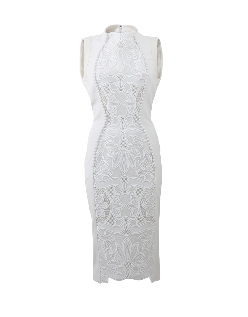 ANTONIO BERARDI-Button And Lace Dress-WHITE