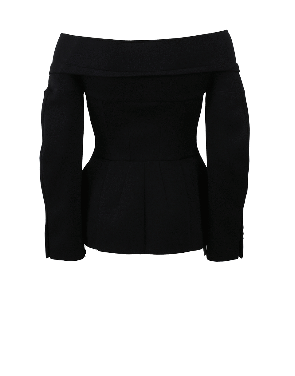 ANTONIO BERARDI-Off Shoulder Button Front Jacket-