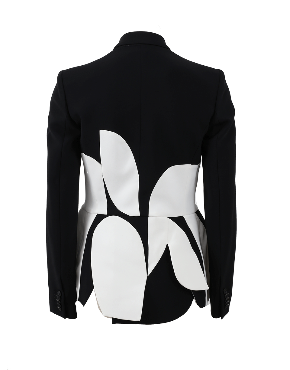 ANTONIO BERARDI-Peplum Button Front Jacket-WHT/BLK