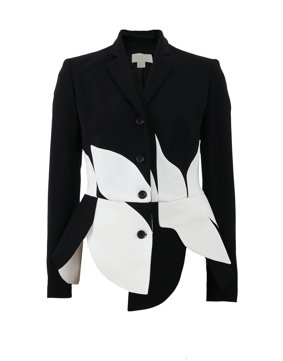 ANTONIO BERARDI-Peplum Button Front Jacket-WHT/BLK