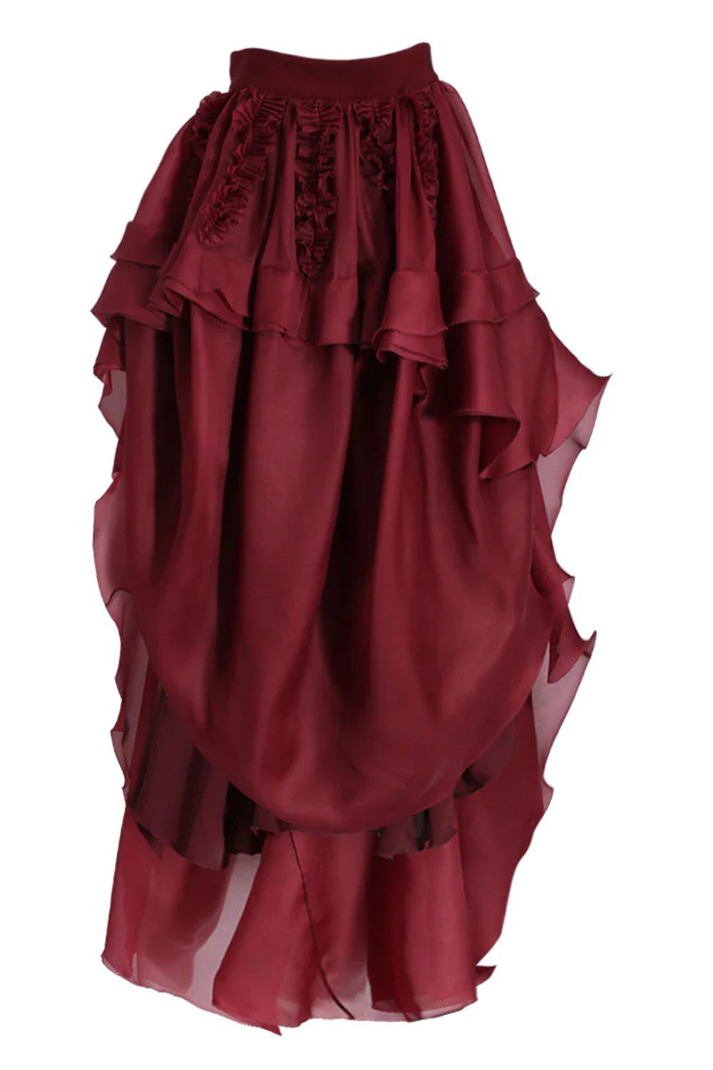 ANTONIO BERARDI-Ruffle Front Skirt-BORDEAUX