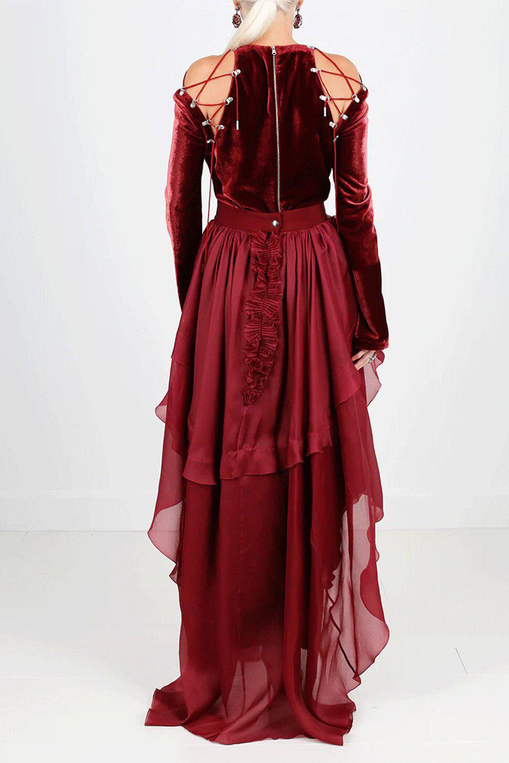 ANTONIO BERARDI-Velvet Tie Shoulder Top-