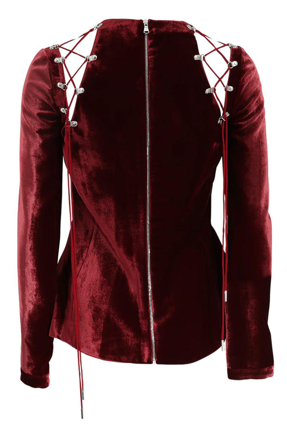 ANTONIO BERARDI-Velvet Tie Shoulder Top-