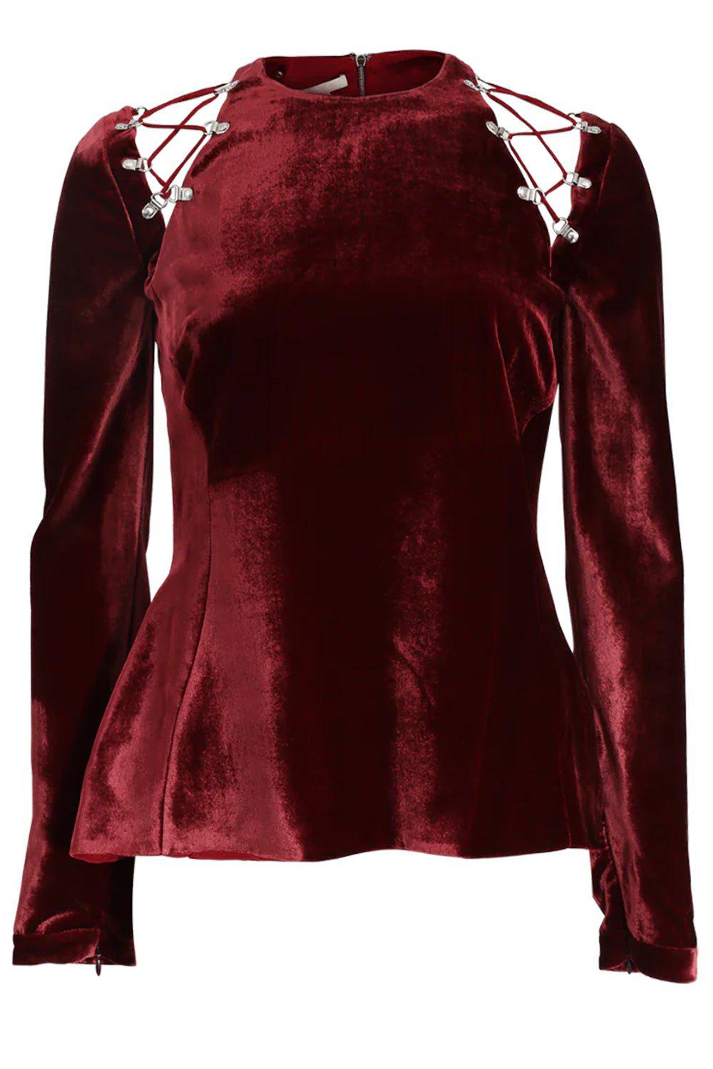 ANTONIO BERARDI-Velvet Tie Shoulder Top-