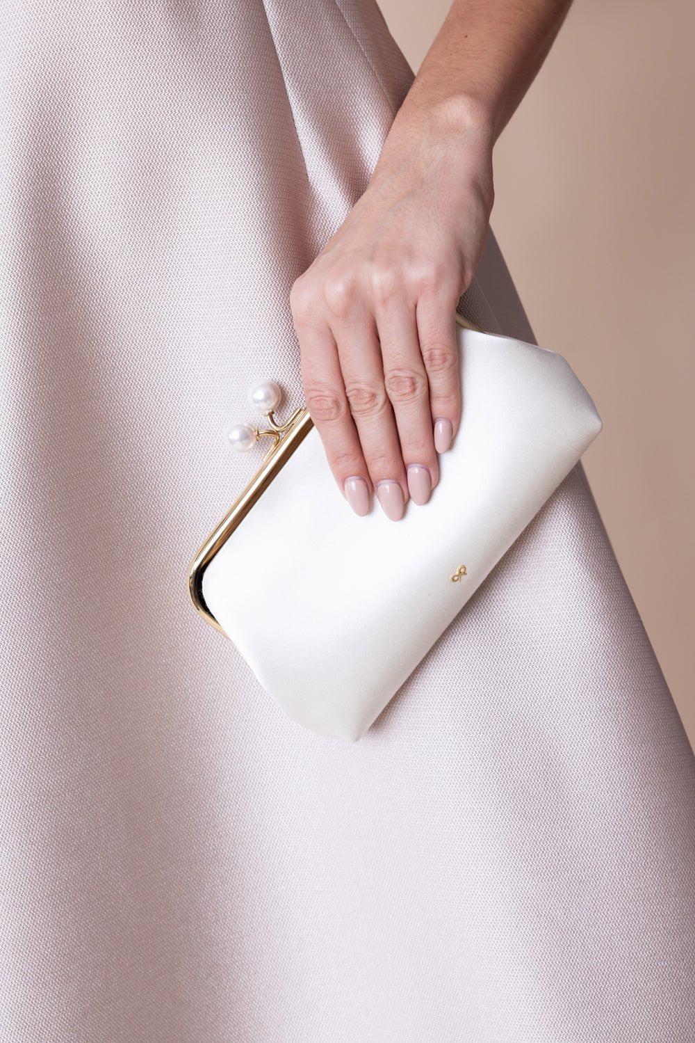 ANYA HINDMARCH-Maud Pearl Clutch - Chalk-IVORY