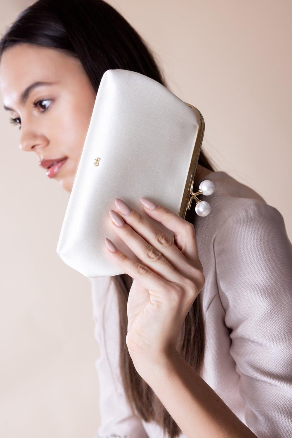 ANYA HINDMARCH-Maud Pearl Clutch - Chalk-IVORY