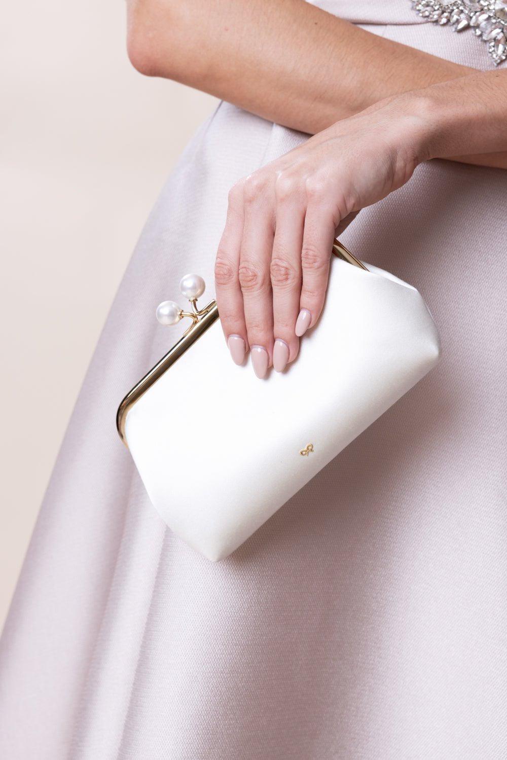 ANYA HINDMARCH-Maud Pearl Clutch - Chalk-IVORY