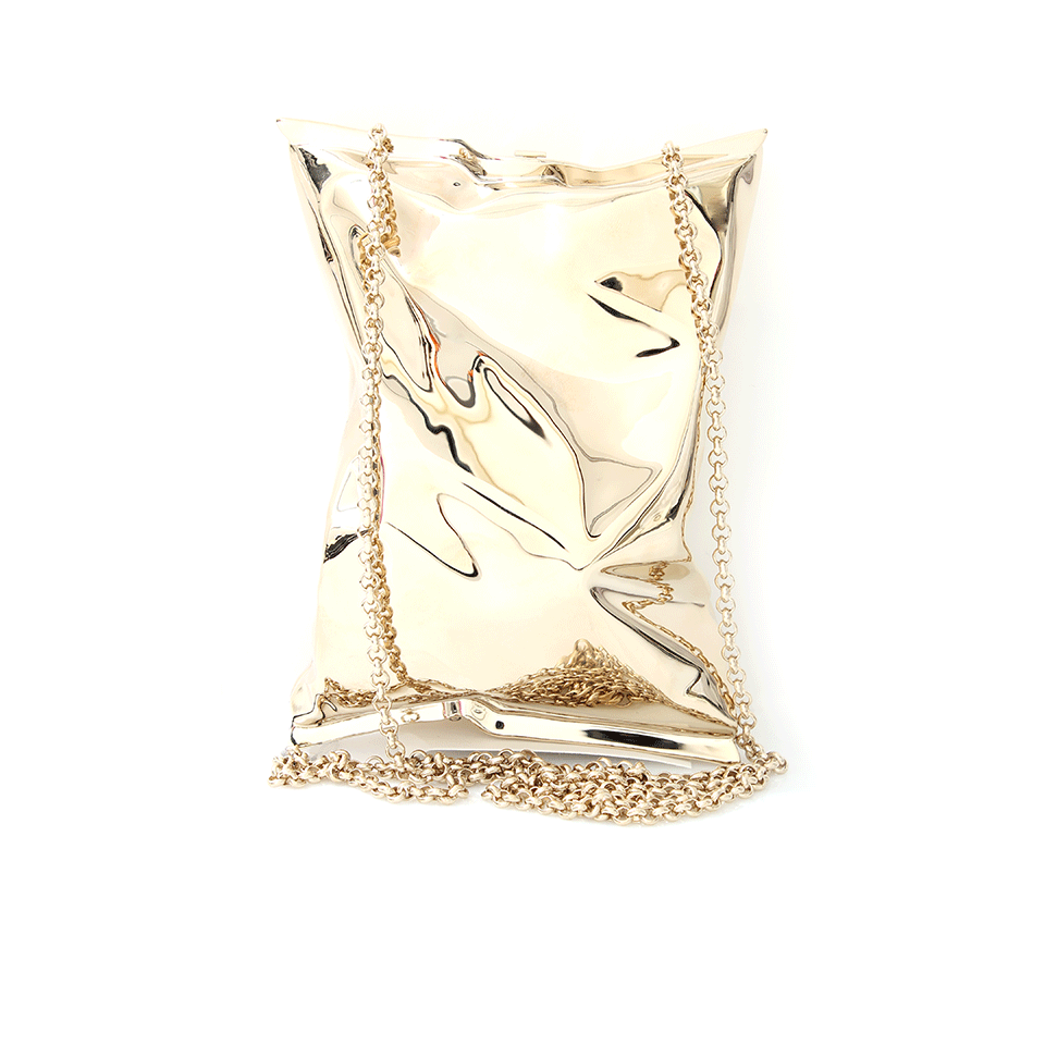 ANYA HINDMARCH-Crisp Metallic Packet-PALE GLD