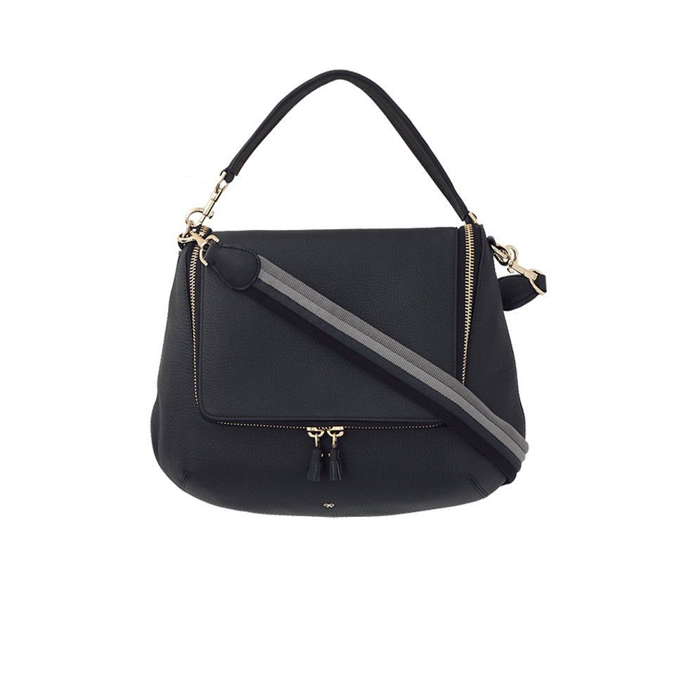 ANYA HINDMARCH-Maxi Zip Satchel-BLACK