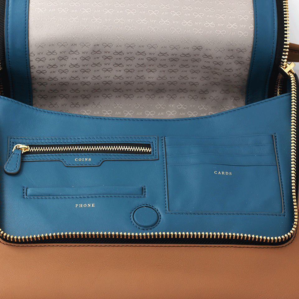 ANYA HINDMARCH-Maxi Zip Satchel-CARAMEL