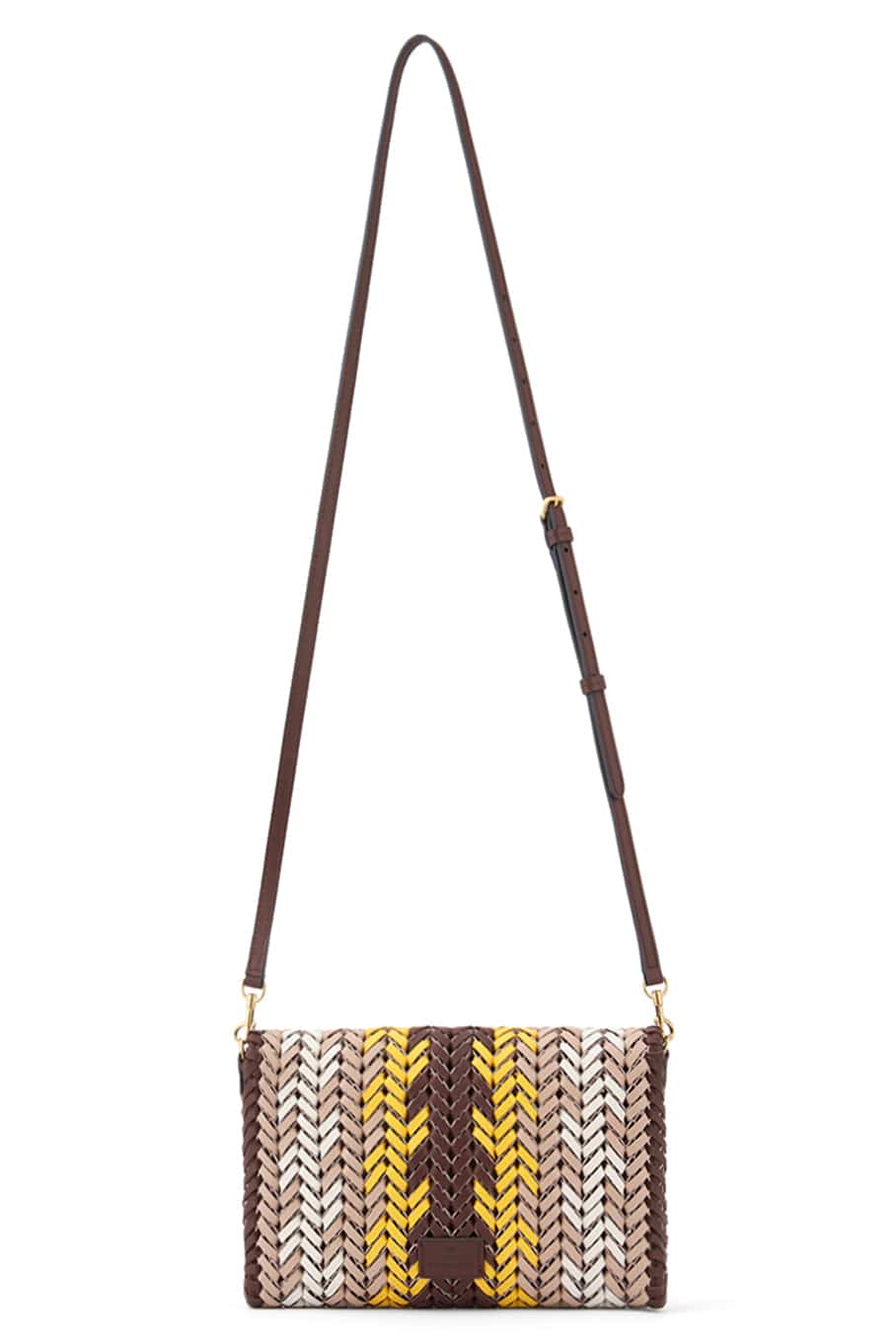 ANYA HINDMARCH-Neeson Zig Zag Crossbody Bag - Mahogany-MAHOGANY