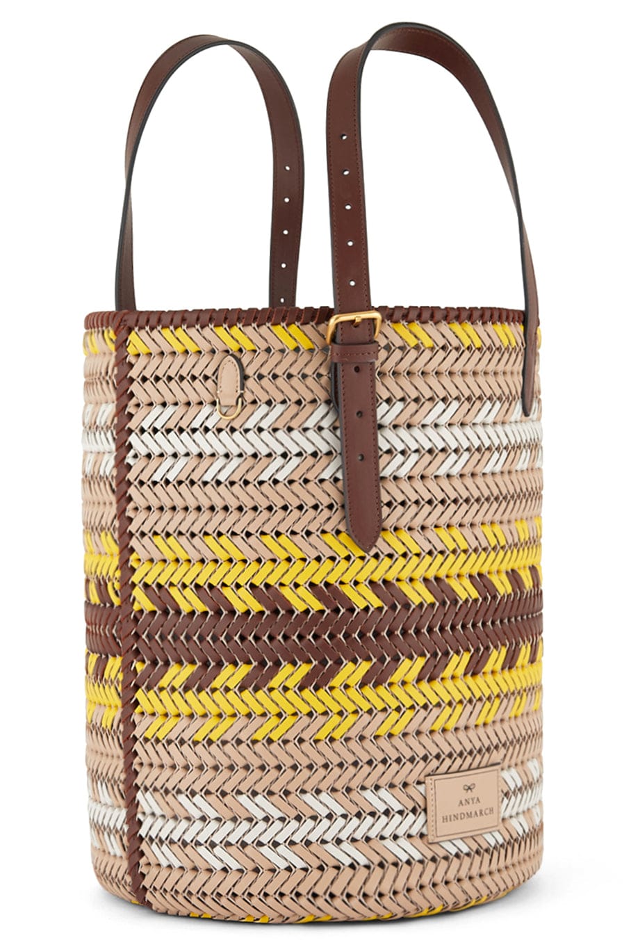 ANYA HINDMARCH-Neeson Cylinder Zig Zag Tote - Mahogany-MAHOGANY