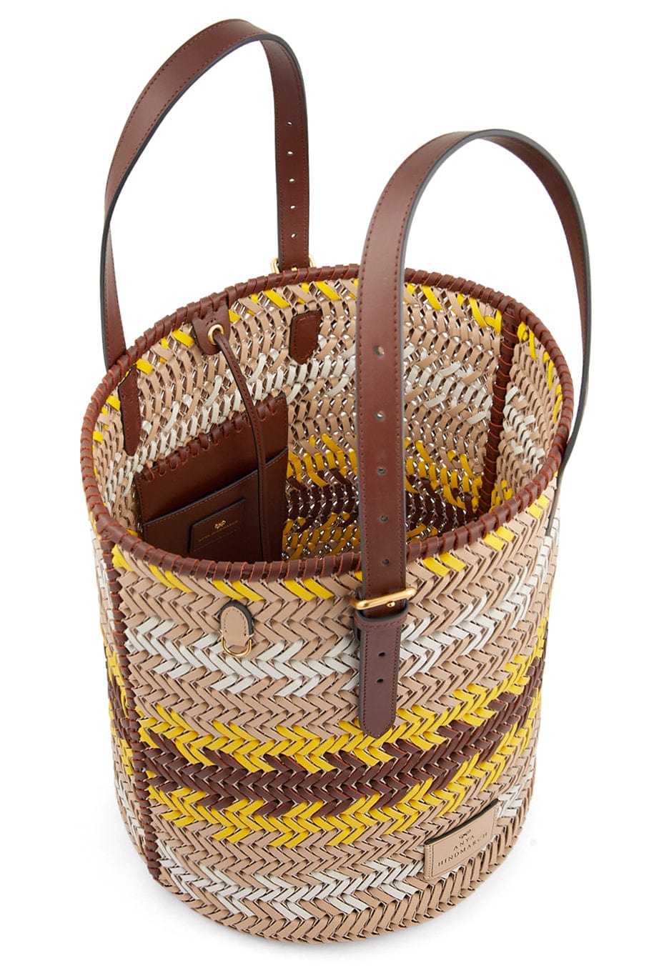 ANYA HINDMARCH-Neeson Cylinder Zig Zag Tote - Mahogany-MAHOGANY