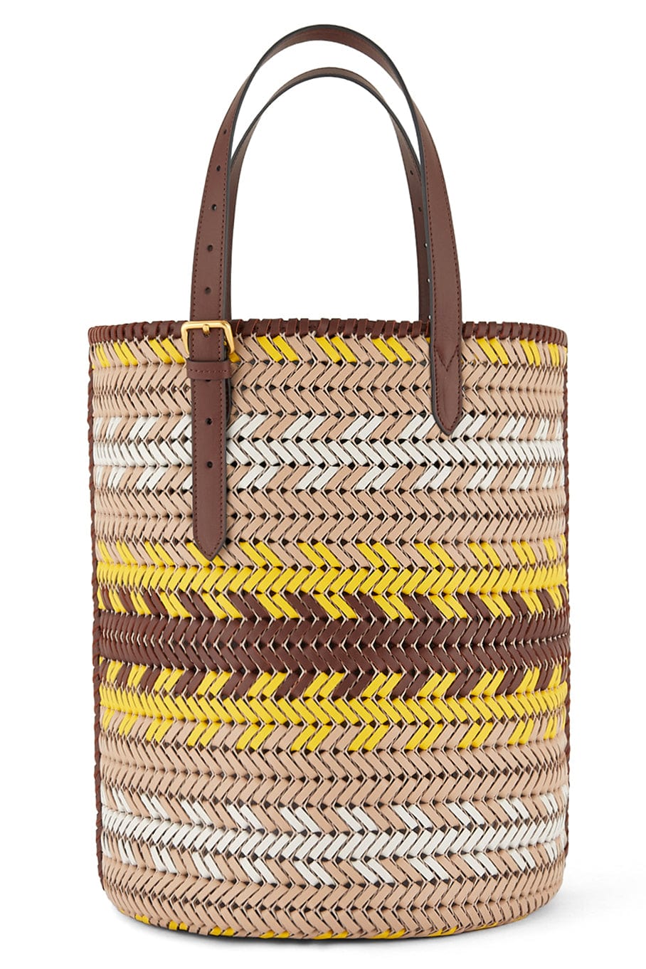 ANYA HINDMARCH-Neeson Cylinder Zig Zag Tote - Mahogany-MAHOGANY